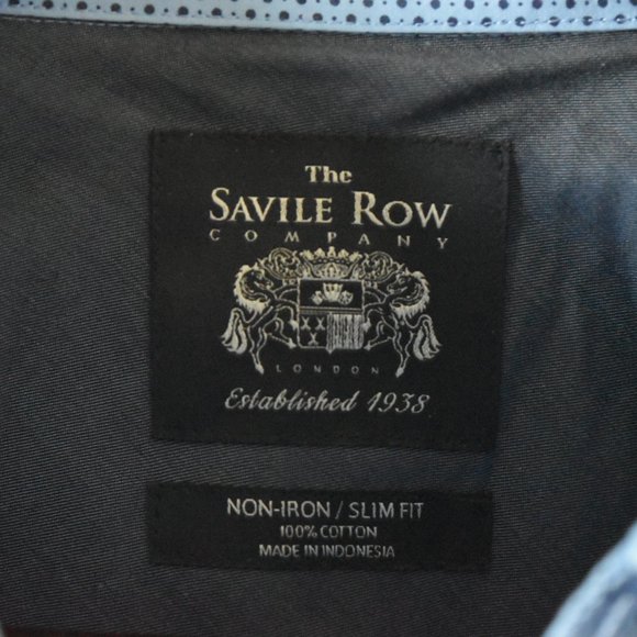 The Savile Row Company Slim Fit Long Sleeve Dress Shirt 15.5  34/35 Blue - Picture 4 of 4